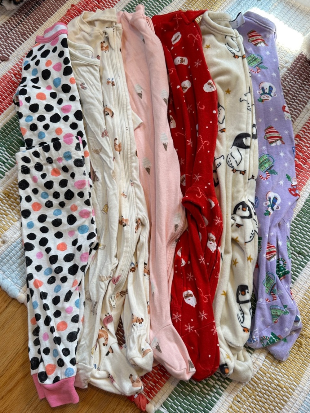Baby Girl Cozy Holiday & Animal Print Footed Pajama Lot